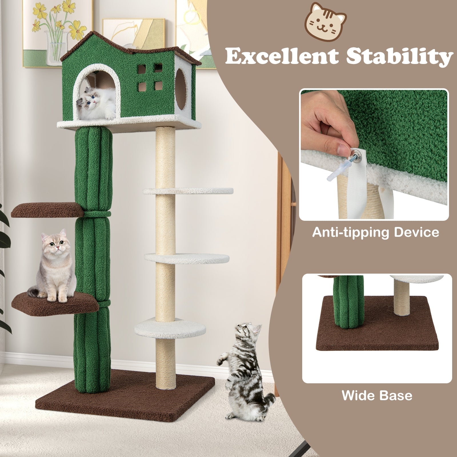 Multi-level Cat Tree with Condo and Anti-tipping Device - view 5