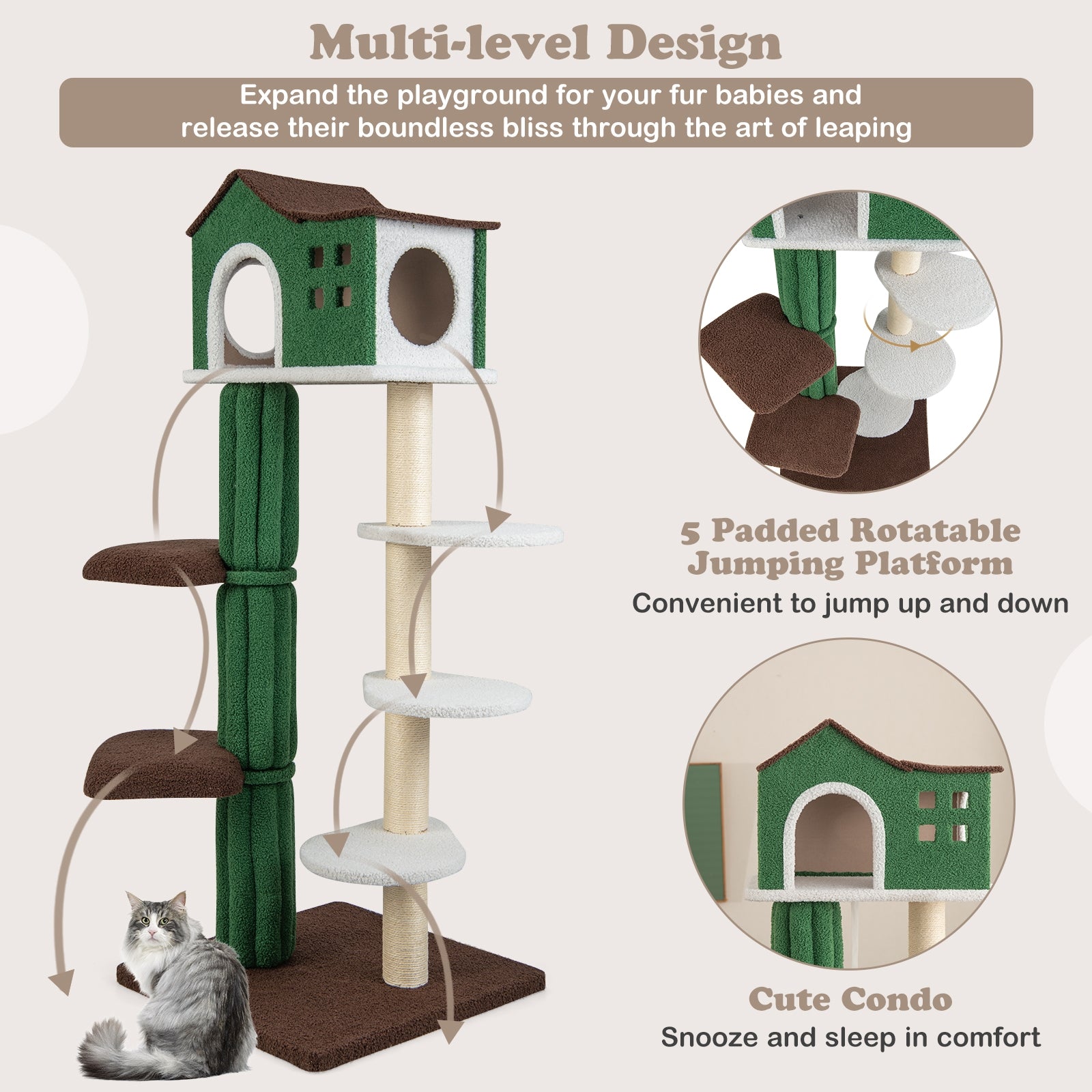 Multi-level Cat Tree with Condo and Anti-tipping Device - view 6
