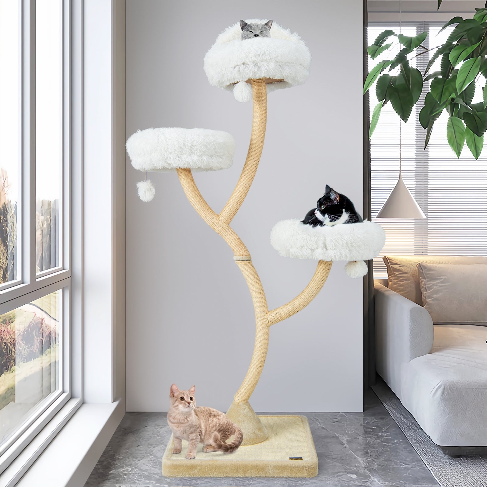 70 Inch Tall Cat Tree 4-Layer Cat Tower with 3 Perches and Dangling Balls - view 2