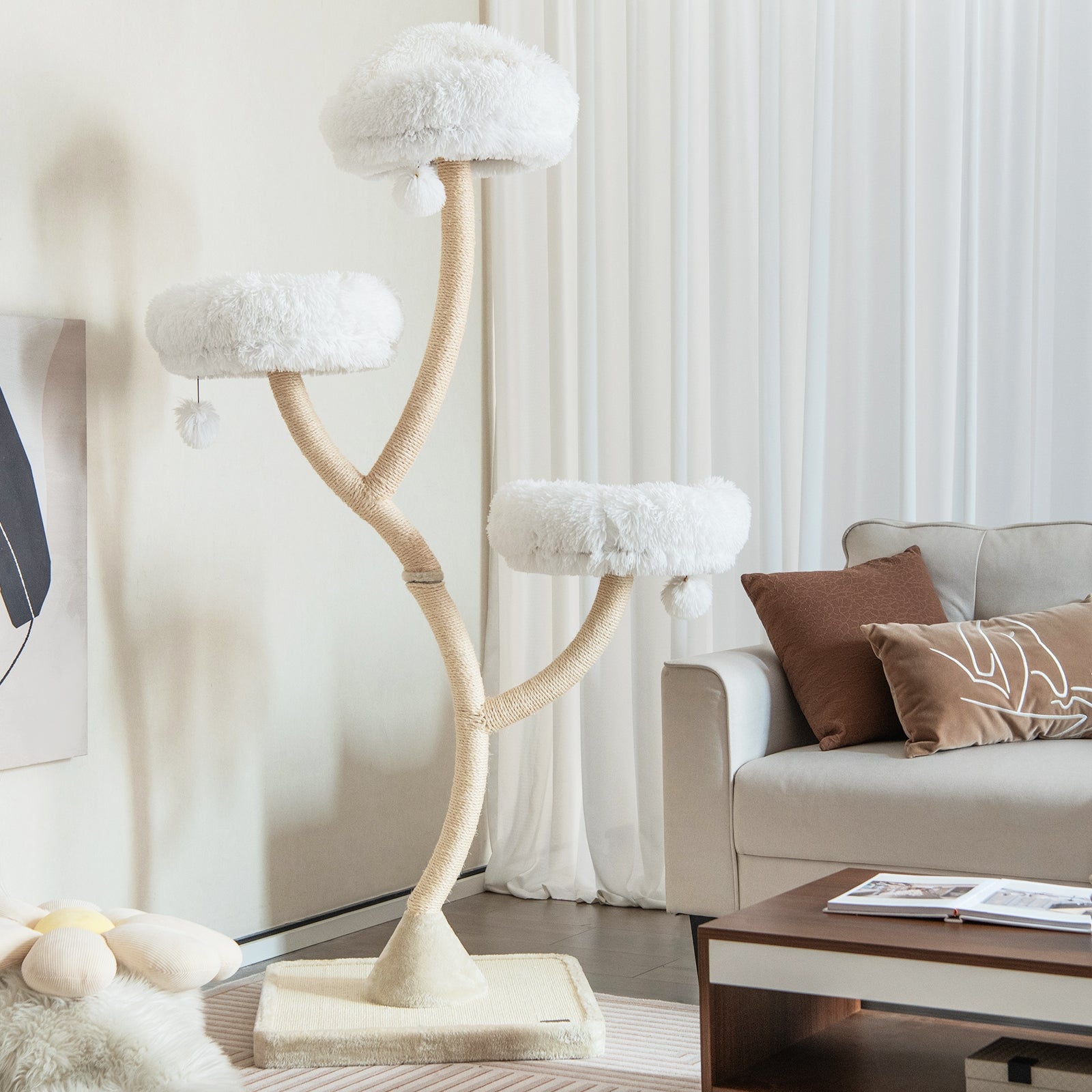 70 Inch Tall Cat Tree 4-Layer Cat Tower with 3 Perches and Dangling Balls - view 3