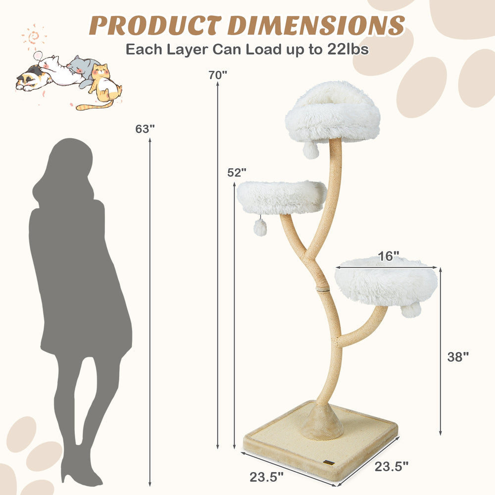 70 Inch Tall Cat Tree 4-Layer Cat Tower with 3 Perches and Dangling Balls - view 5
