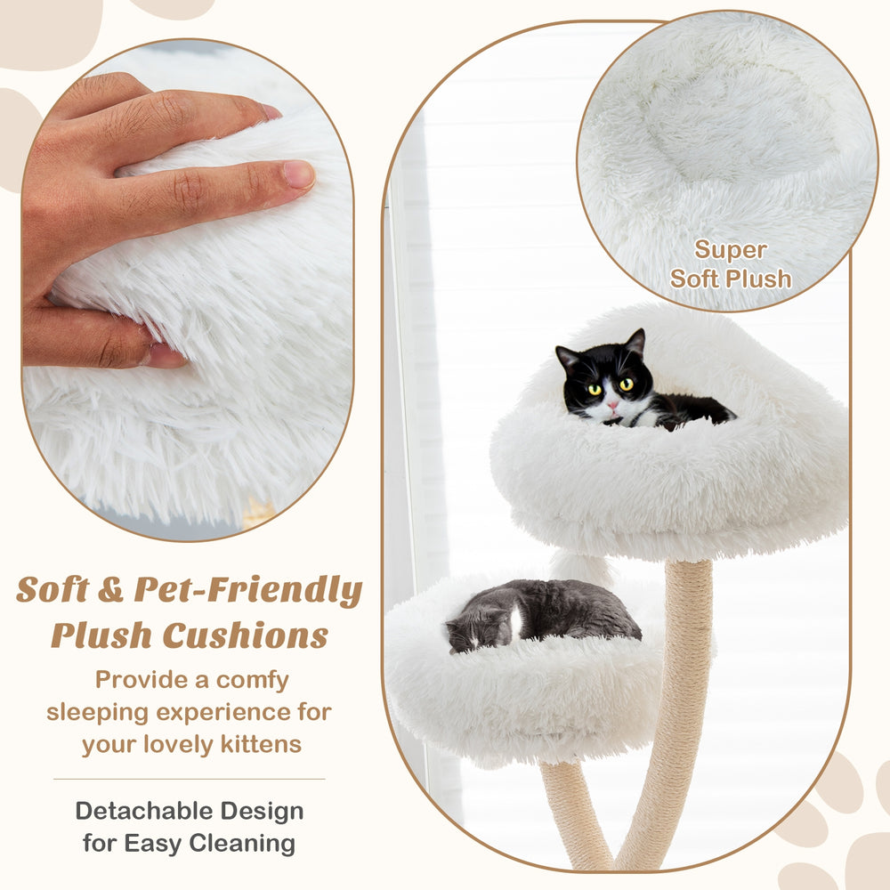 70 Inch Tall Cat Tree 4-Layer Cat Tower with 3 Perches and Dangling Balls - view 7