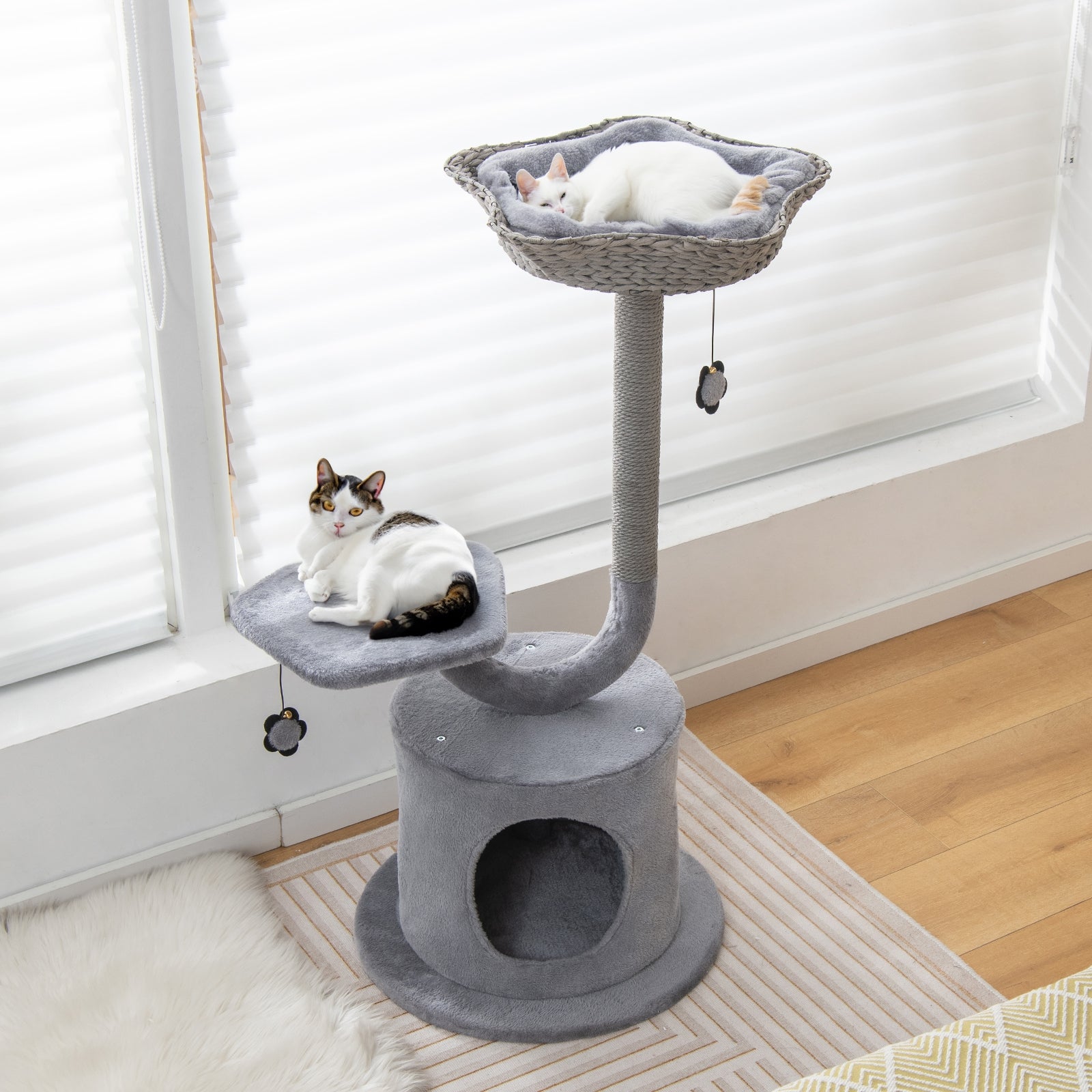 42 Inch Cat Tree with Curved Metal Supporting Frame and Sisal Scratching Board - view 2