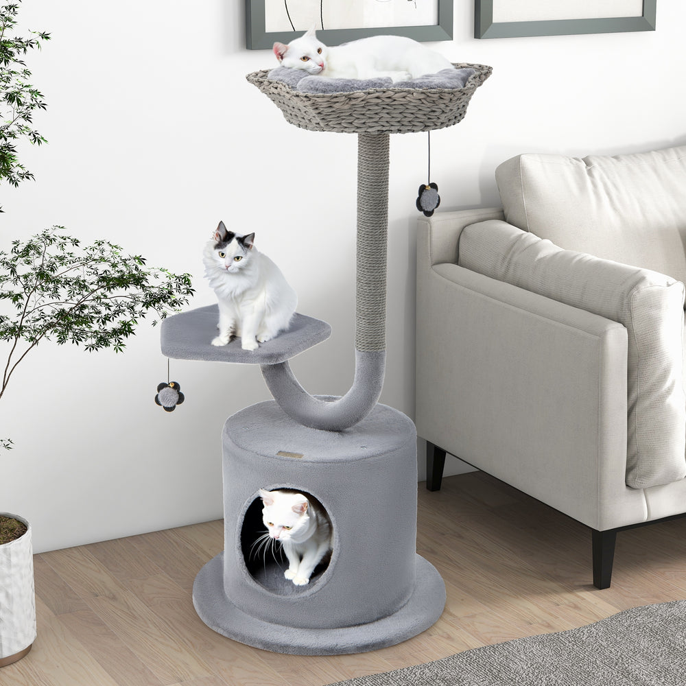 42 Inch Cat Tree with Curved Metal Supporting Frame and Sisal Scratching Board - view 3