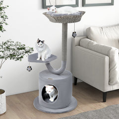 42 Inch Cat Tree with Curved Metal Supporting Frame and Sisal Scratching Board - view 3