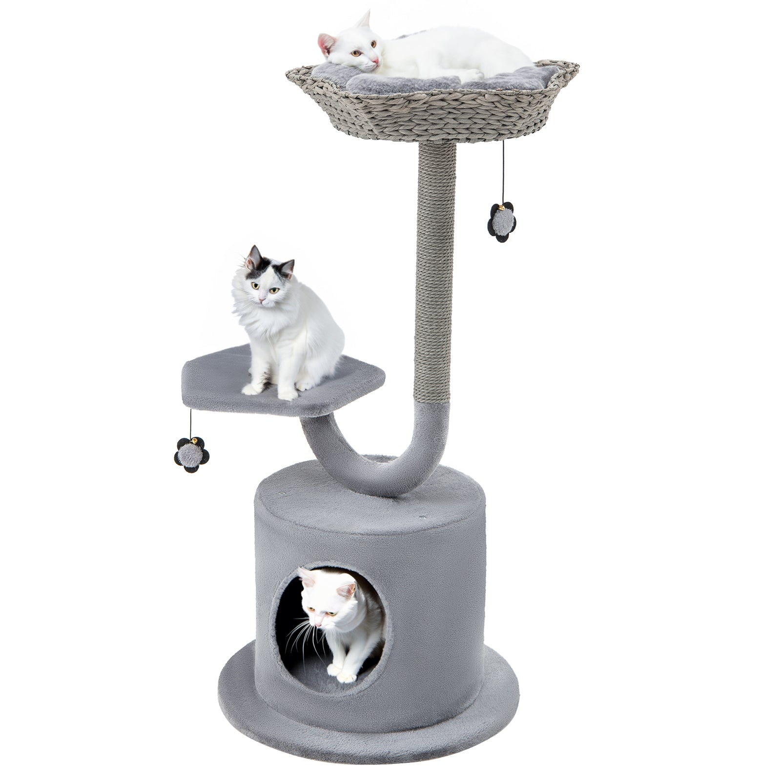 42 Inch Cat Tree with Curved Metal Supporting Frame and Sisal Scratching Board - view 4