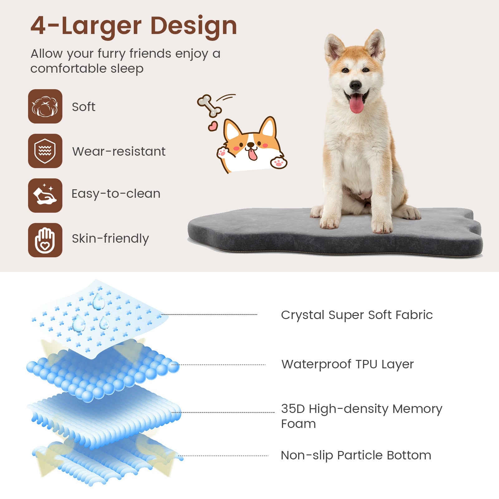 Orthopedic Dog Bed with Memory Foam Support for Large Dogs - view 8