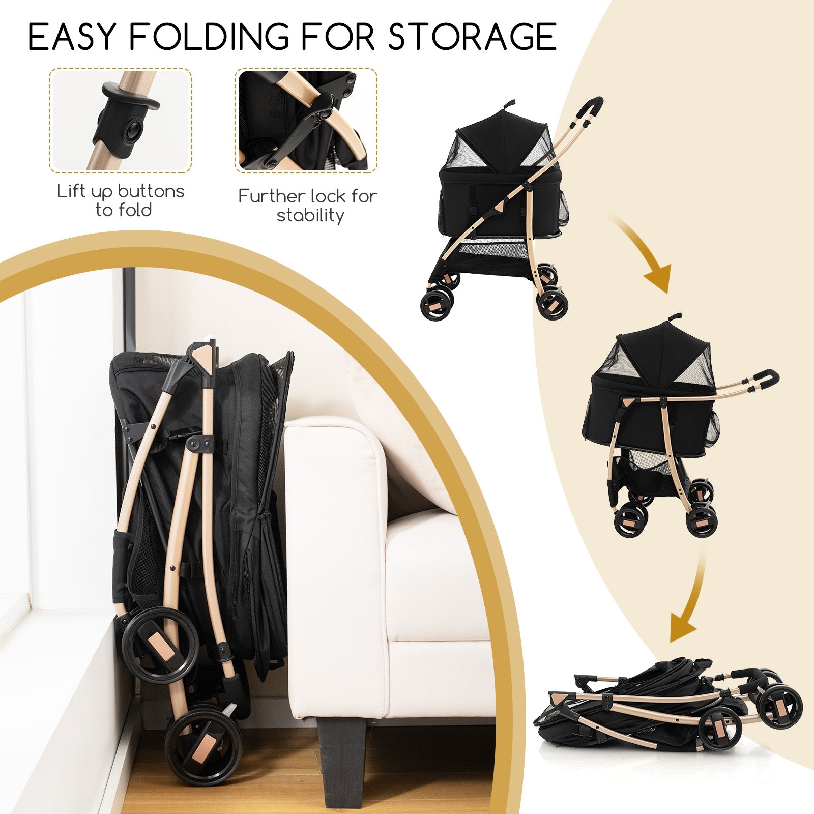 3-In-1 Pet Stroller with Removable Car Seat Carrier - view 5