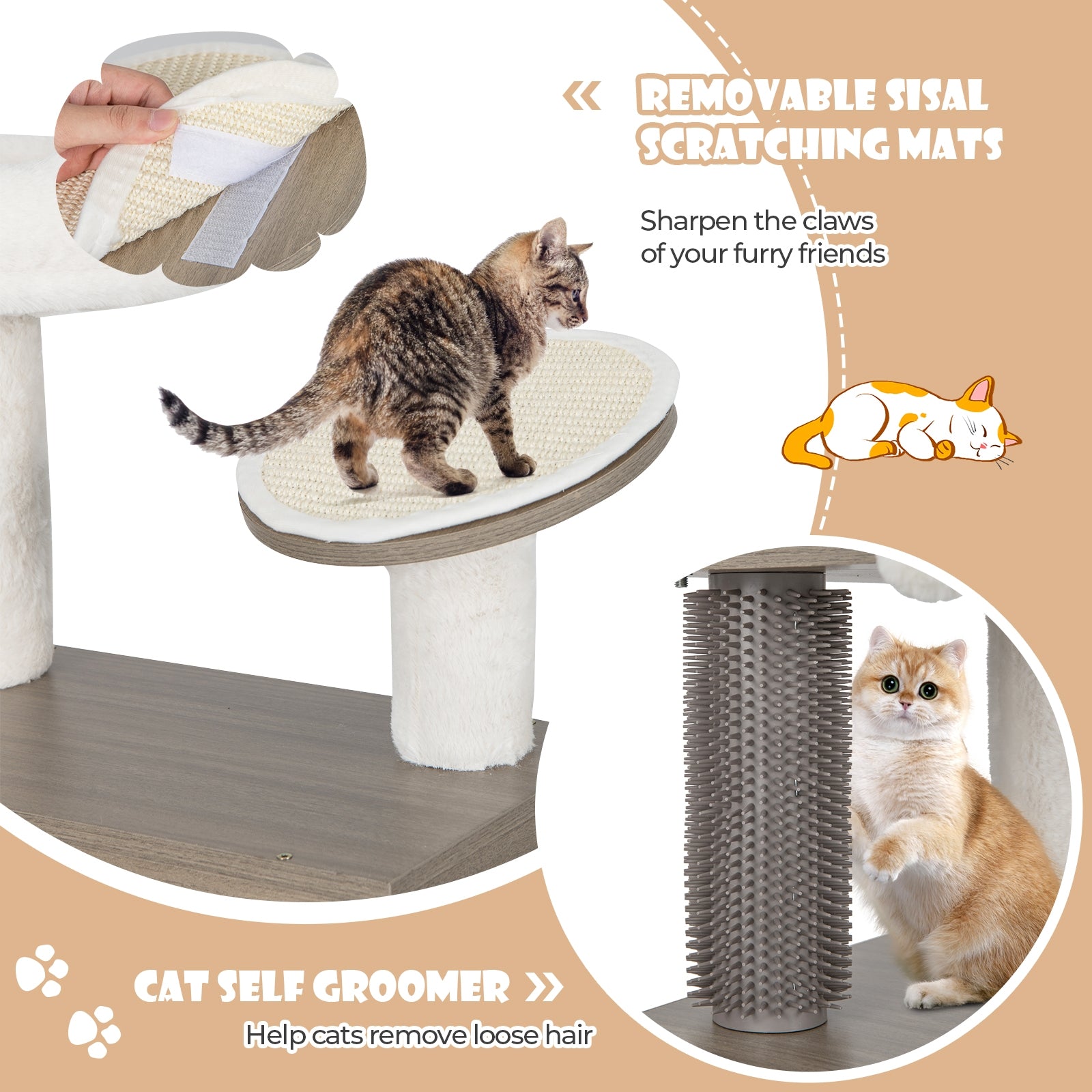 2-in-1 Modern Cat Tower with Litter Box Enclosure for Indoor Cars Cat Tree - view 7