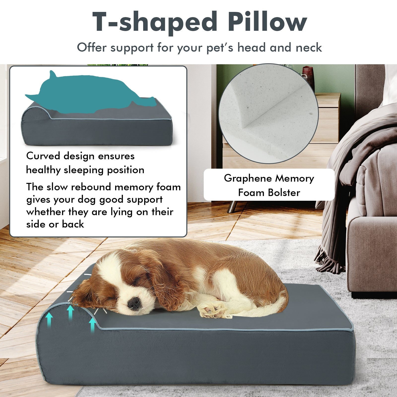 Orthopedic Dog Bed with Headrest and Removable Washable Cover - view 7