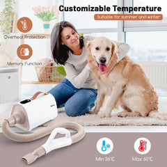 Dog Cat Hair Blower with Negative Ion Function and Adjustable Temperature Pet - view 3