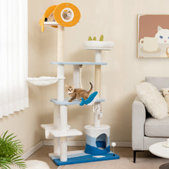 Multi-level Ocean-themed Cat Tree Tower with Sisal Covered Scratching Posts - view 2