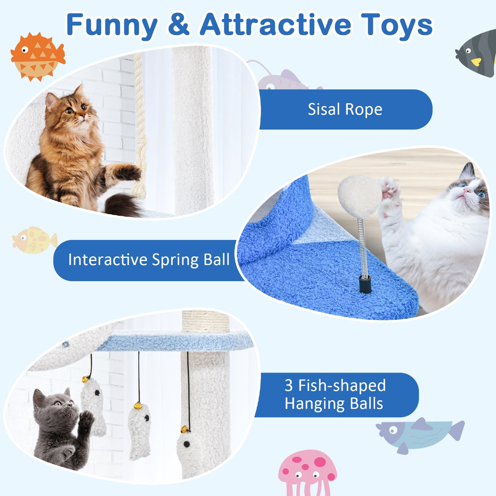 Multi-level Ocean-themed Cat Tree Tower with Sisal Covered Scratching Posts - view 5