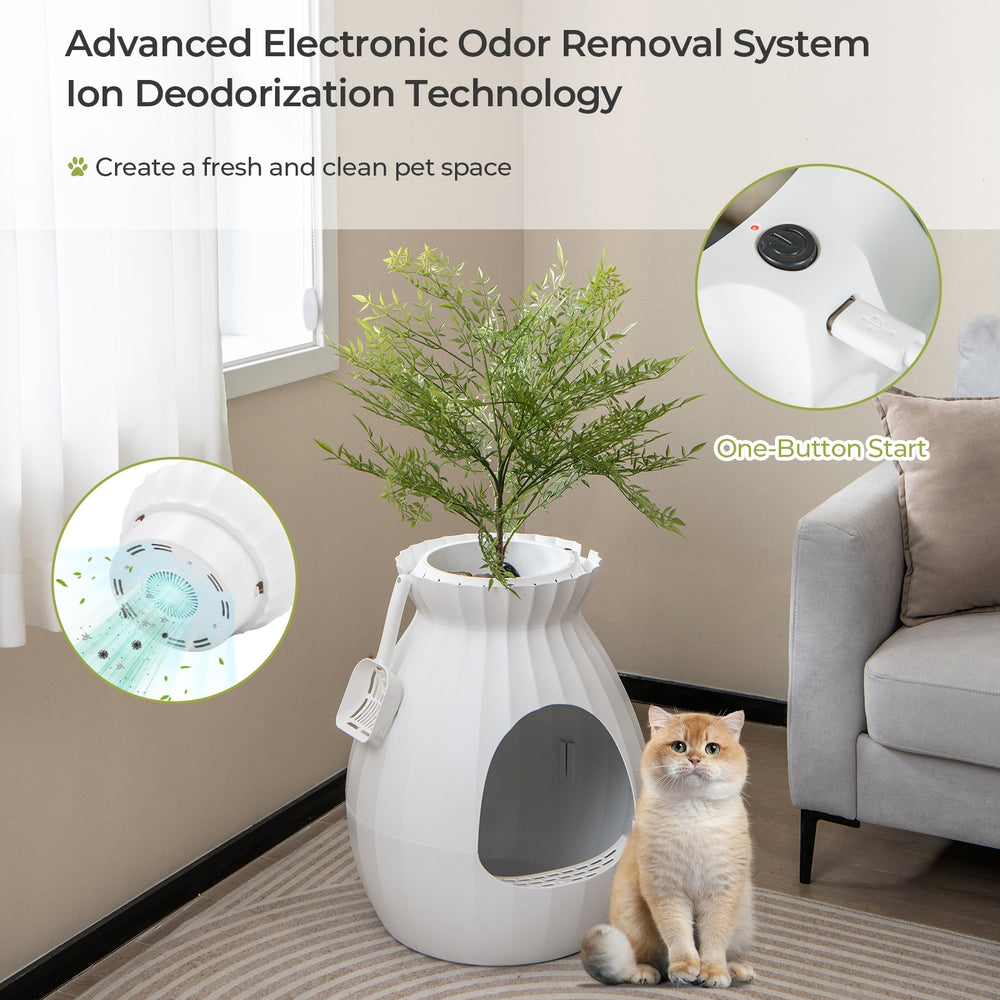 Smart Plant Cat Litter Box with Electronic Odor Removal and Sterilization Cat - view 7