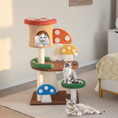 Patended 4-In-1 Mushroom Cat Tree with Condo Spring Ball and Sisal Posts - view 2