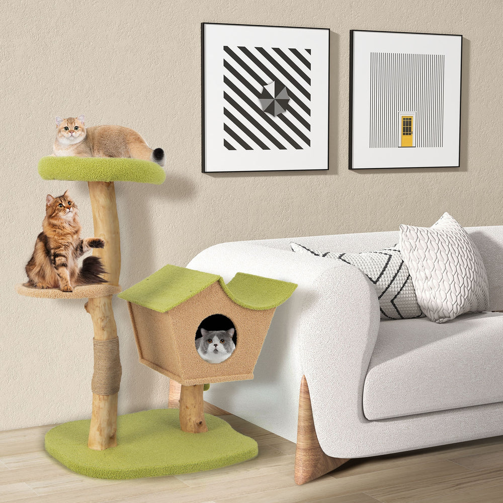 43 Inch Wooden Cat Tree with Padded Top Perch - view 2