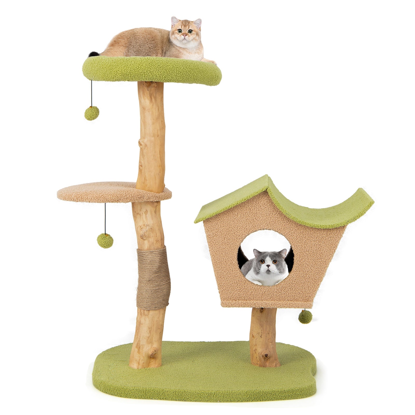 43 Inch Wooden Cat Tree with Padded Top Perch - view 4