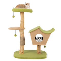 43 Inch Wooden Cat Tree with Padded Top Perch - view 4