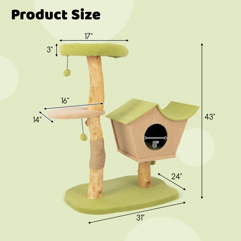 43 Inch Wooden Cat Tree with Padded Top Perch - view 5