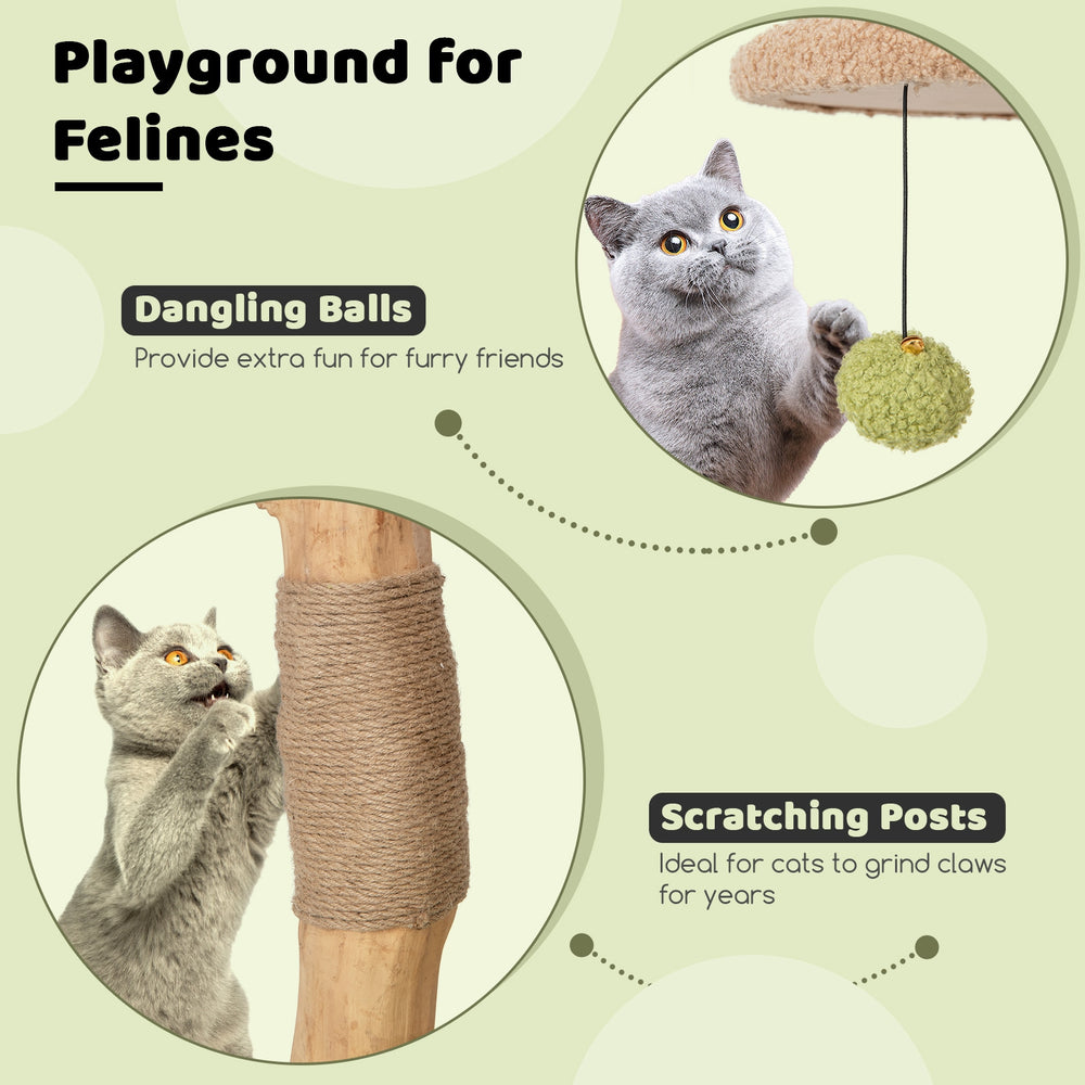 43 Inch Wooden Cat Tree with Padded Top Perch - view 6