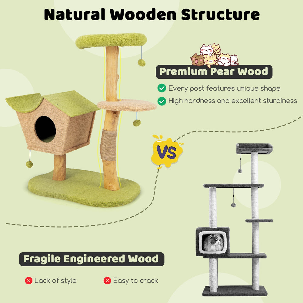 43 Inch Wooden Cat Tree with Padded Top Perch - view 8