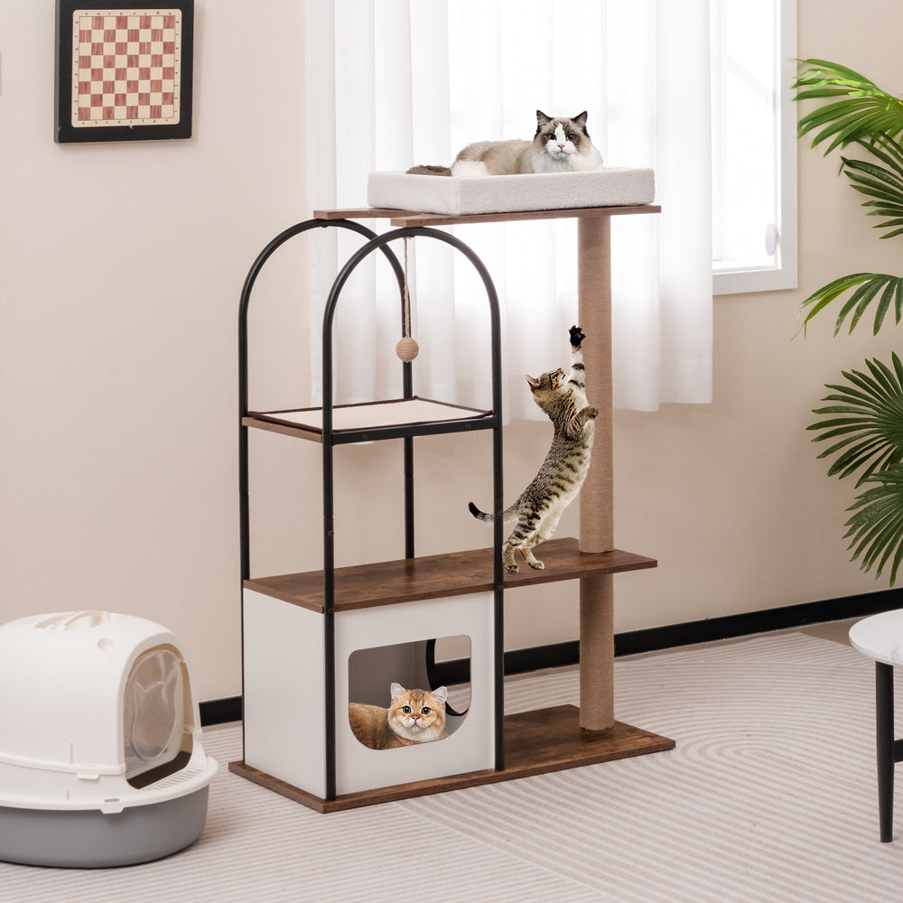47 Inch Tall Cat Tree Tower Top Perch Cat Bed with Metal Frame - view 2