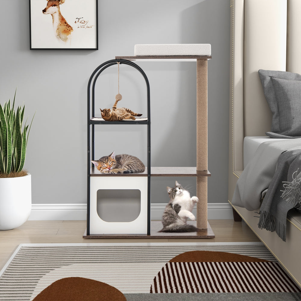 47 Inch Tall Cat Tree Tower Top Perch Cat Bed with Metal Frame - view 3