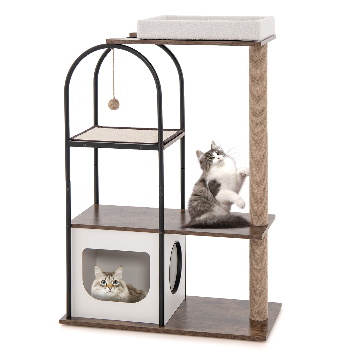 47 Inch Tall Cat Tree Tower Top Perch Cat Bed with Metal Frame