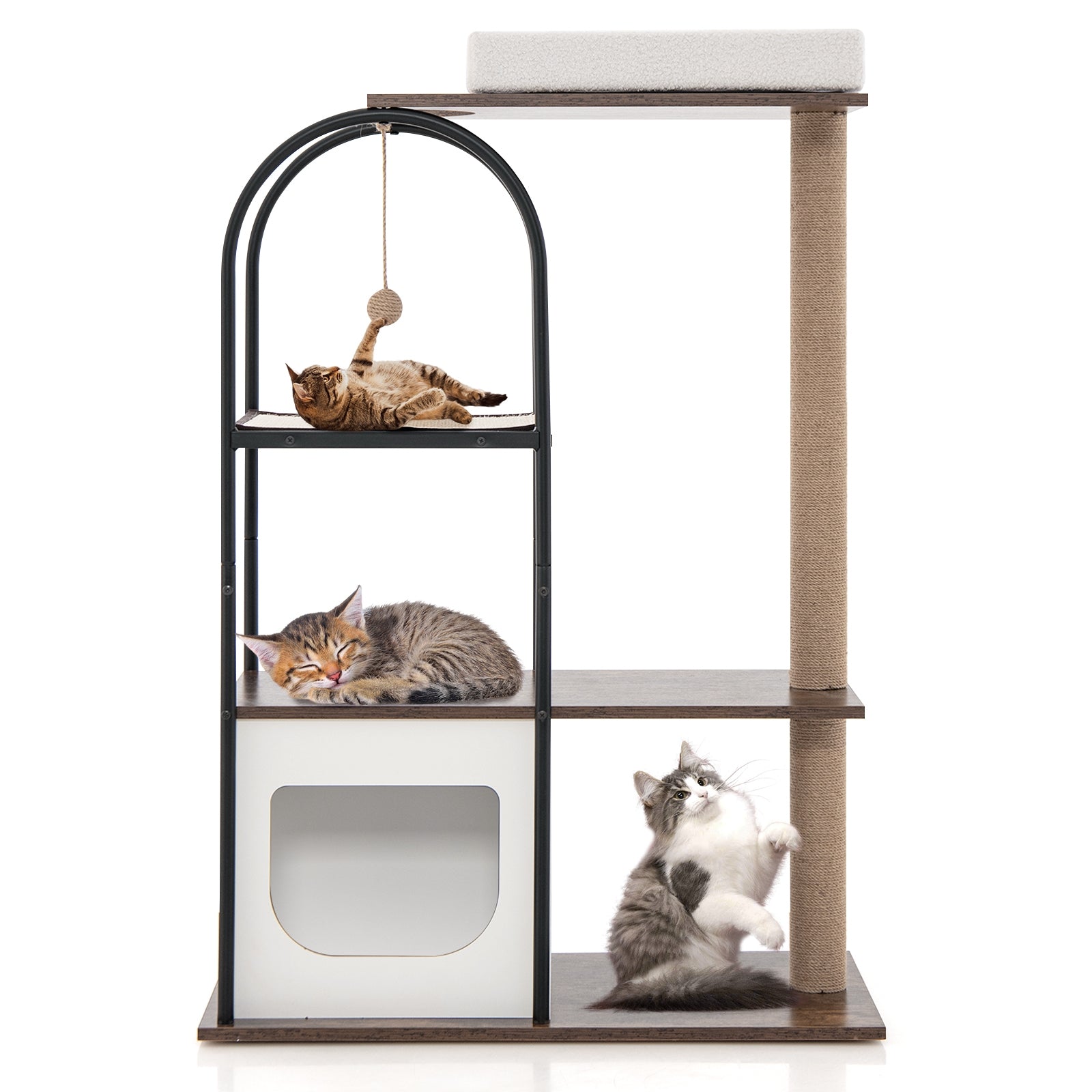 47 Inch Tall Cat Tree Tower Top Perch Cat Bed with Metal Frame - view 4
