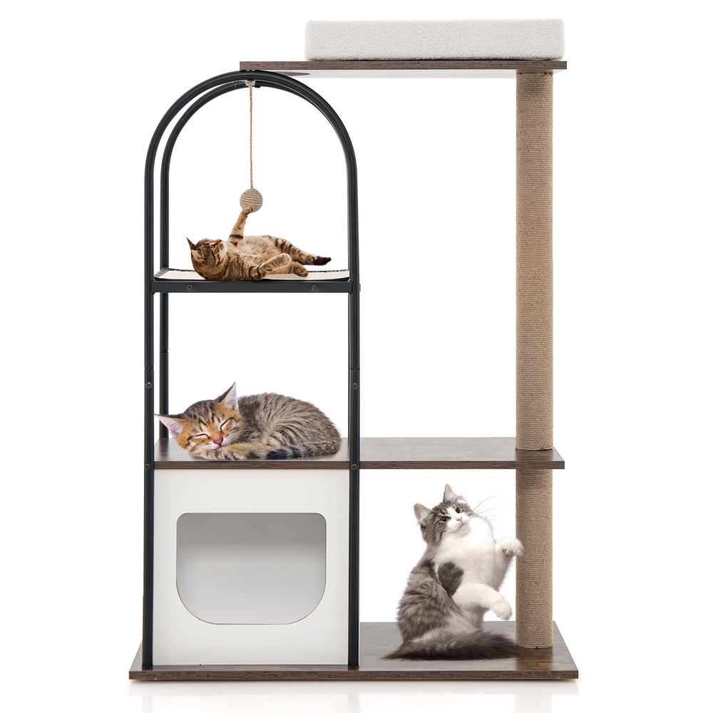 47 Inch Tall Cat Tree Tower Top Perch Cat Bed with Metal Frame - view 4