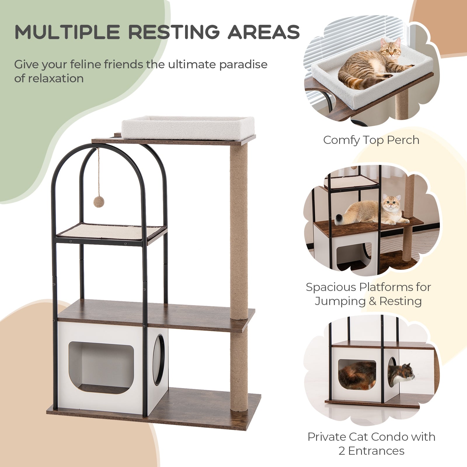 47 Inch Tall Cat Tree Tower Top Perch Cat Bed with Metal Frame - view 7