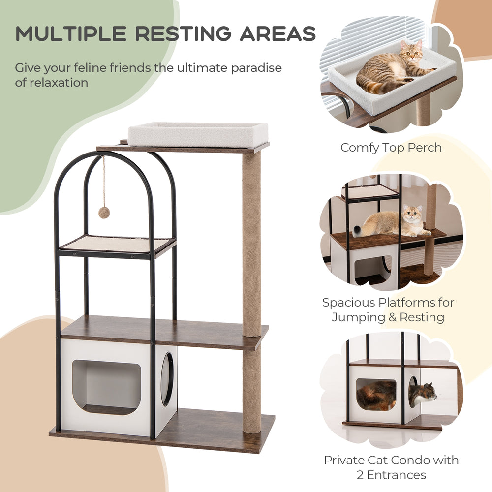 47 Inch Tall Cat Tree Tower Top Perch Cat Bed with Metal Frame - view 7