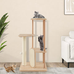 Wooden Multi-level Modern Cat Tower with Scratching Board and Post-44 inches - view 3