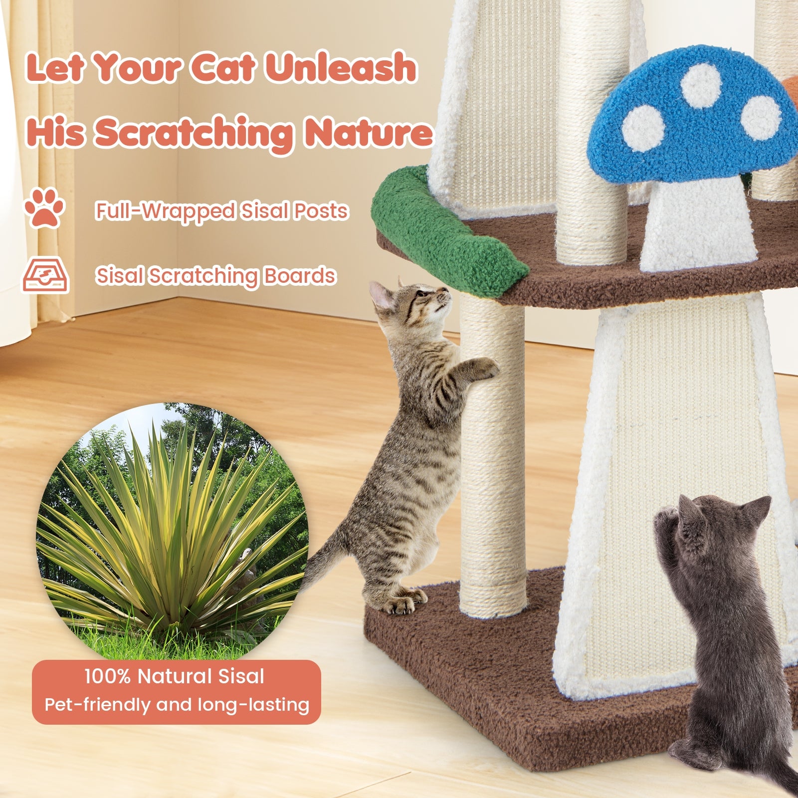 4-In-1 Cat Tree with 2 Condos and Platforms for Indoors - view 8