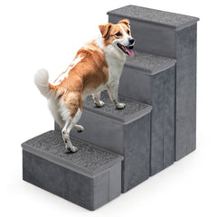 4-Step Dog Stairs Non-slip Foldable Dog Ramp with Adjustable Steps
