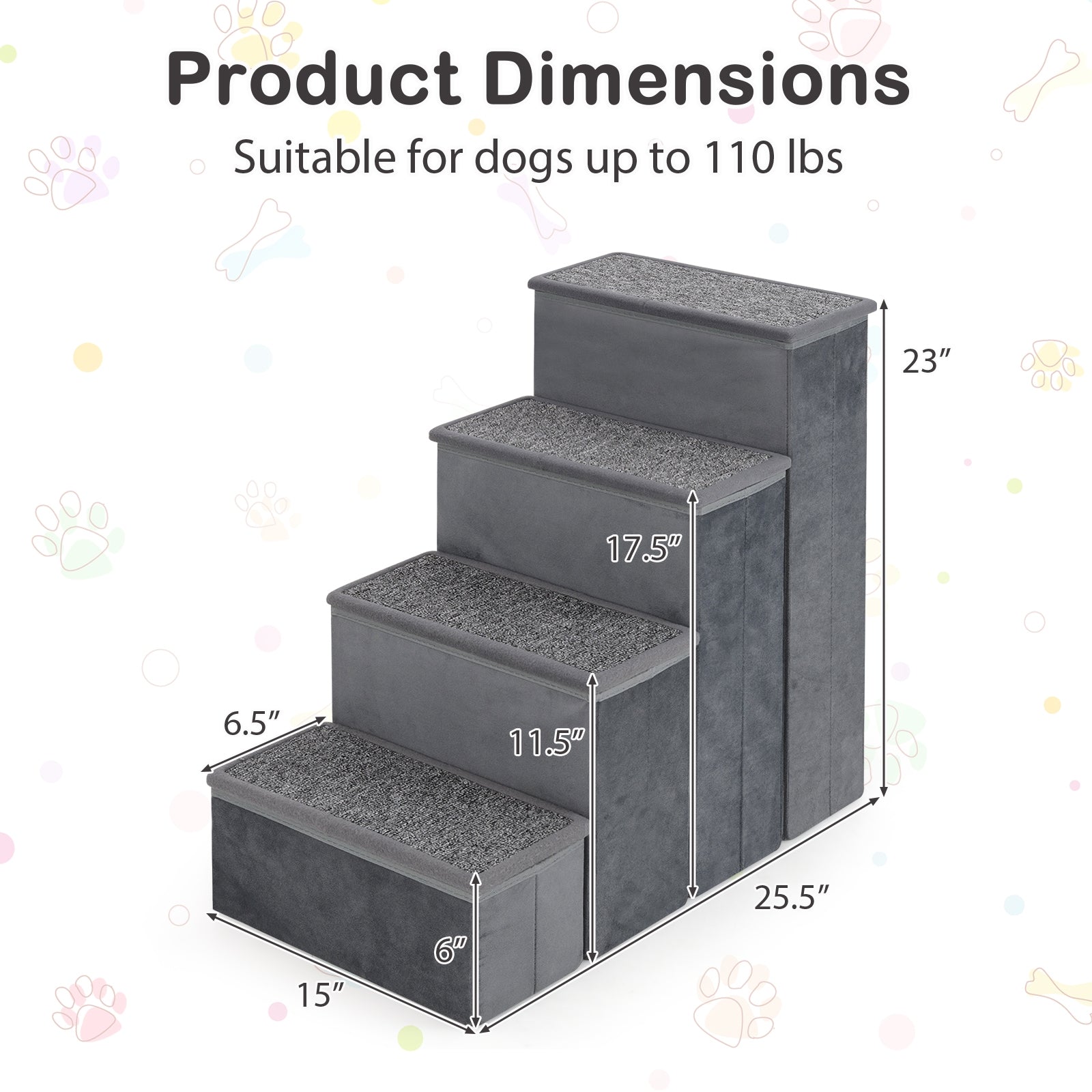 4-Step Dog Stairs Non-slip Foldable Dog Ramp with Adjustable Steps - view 5