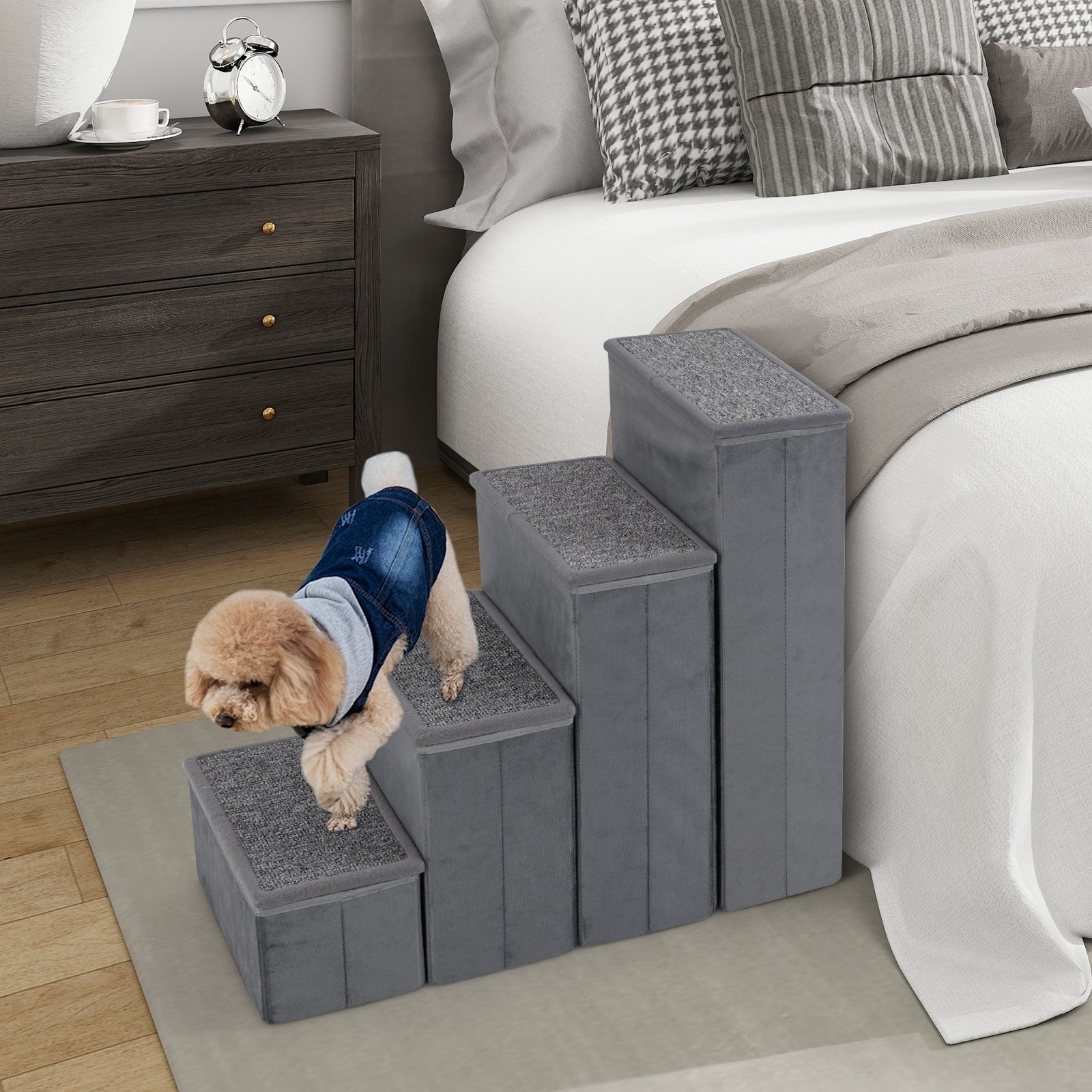 4-Step Dog Stairs Non-slip Foldable Dog Ramp with Adjustable Steps - view 6
