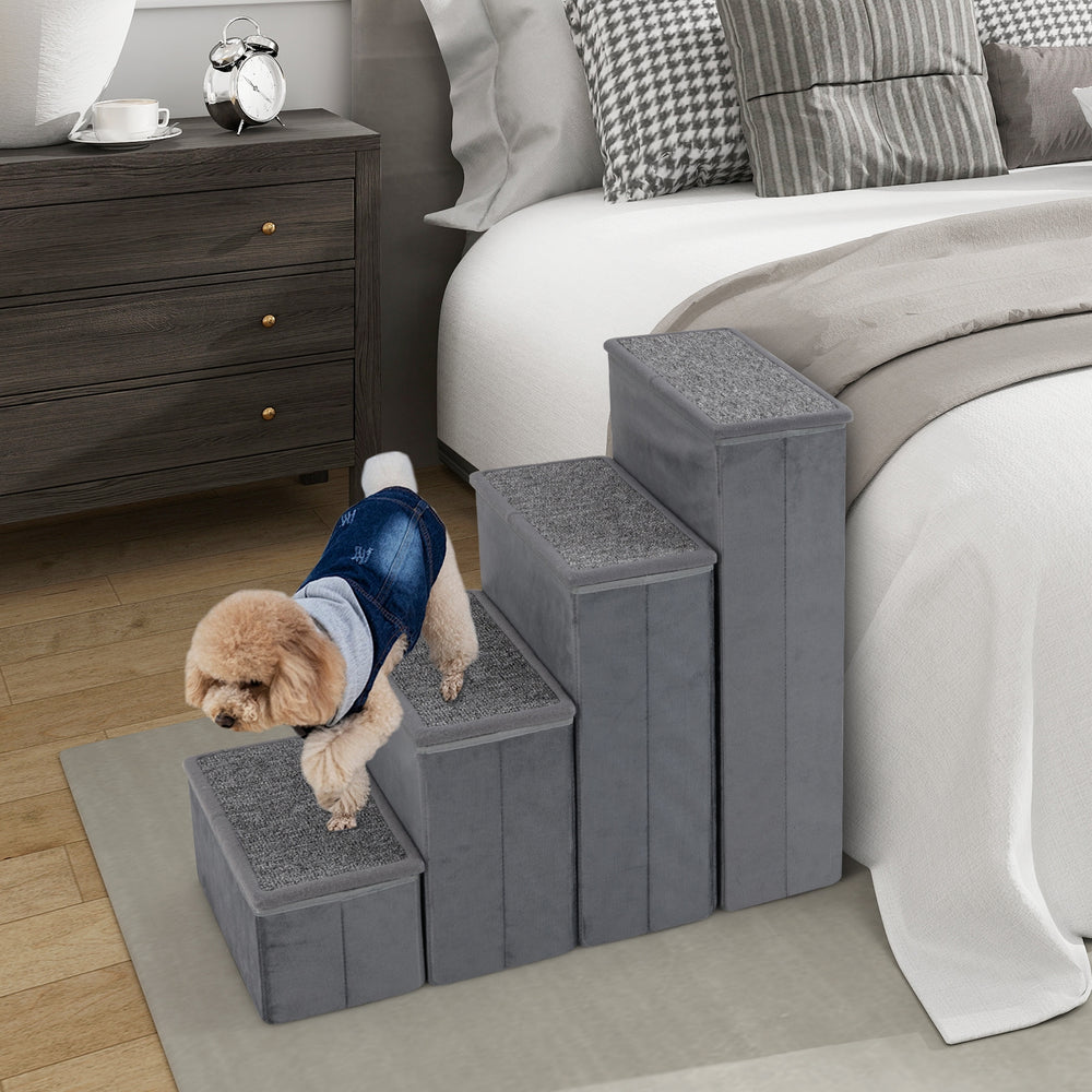 4-Step Dog Stairs Non-slip Foldable Dog Ramp with Adjustable Steps - view 6