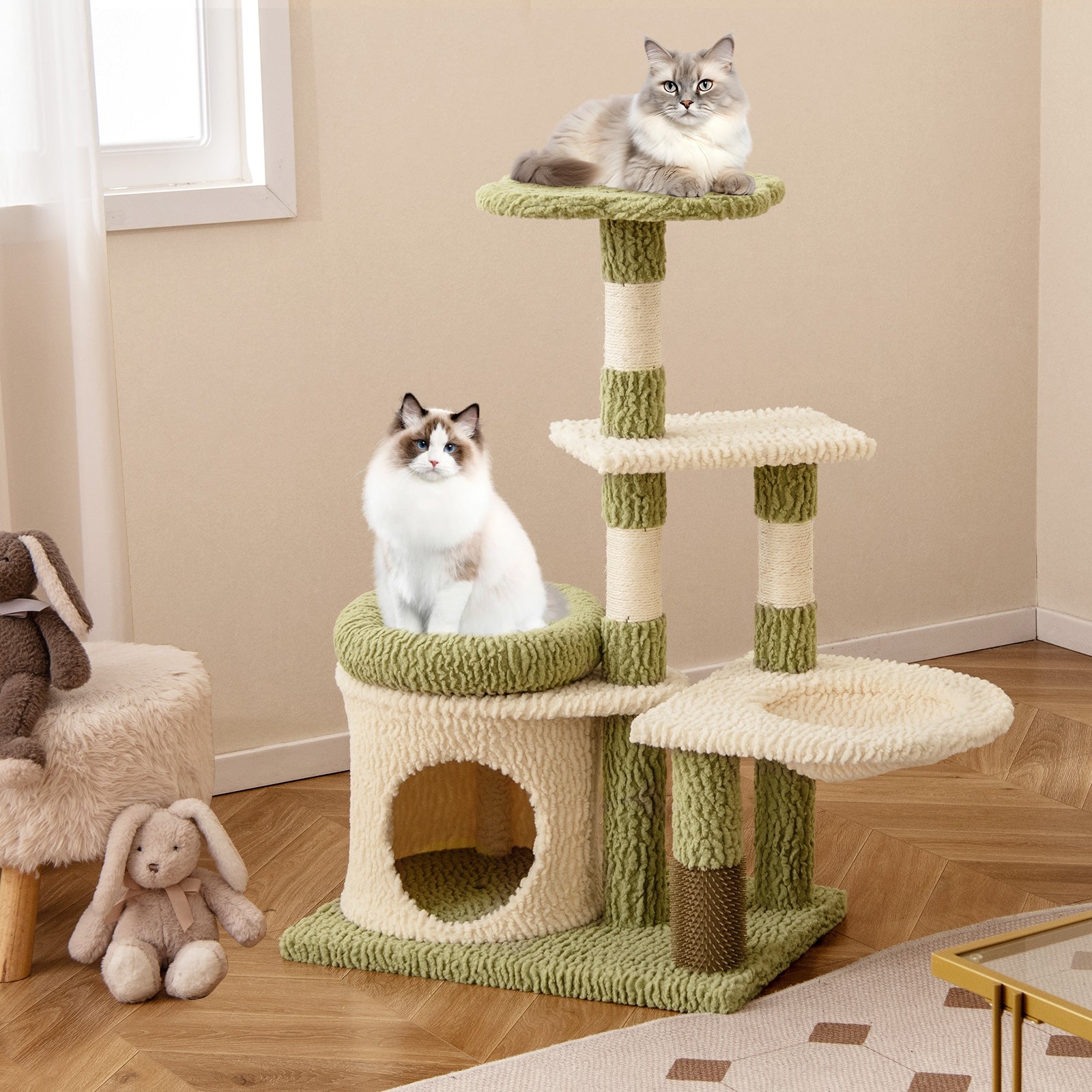 38 Inch Tall Multi-Level Aesthetic Kitten Tower with Condo and Bed Cat Tree - view 2