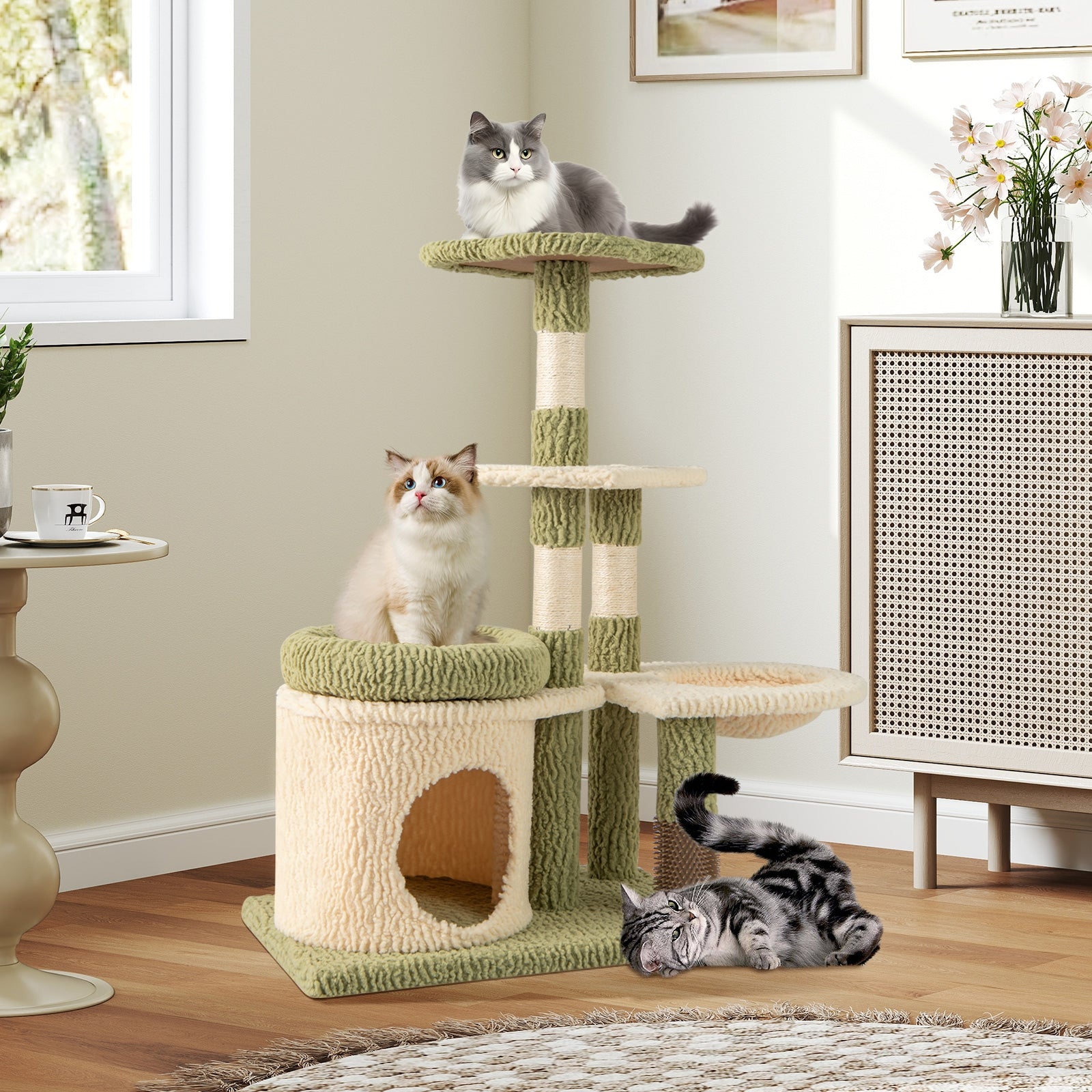 38 Inch Tall Multi-Level Aesthetic Kitten Tower with Condo and Bed Cat Tree - view 3