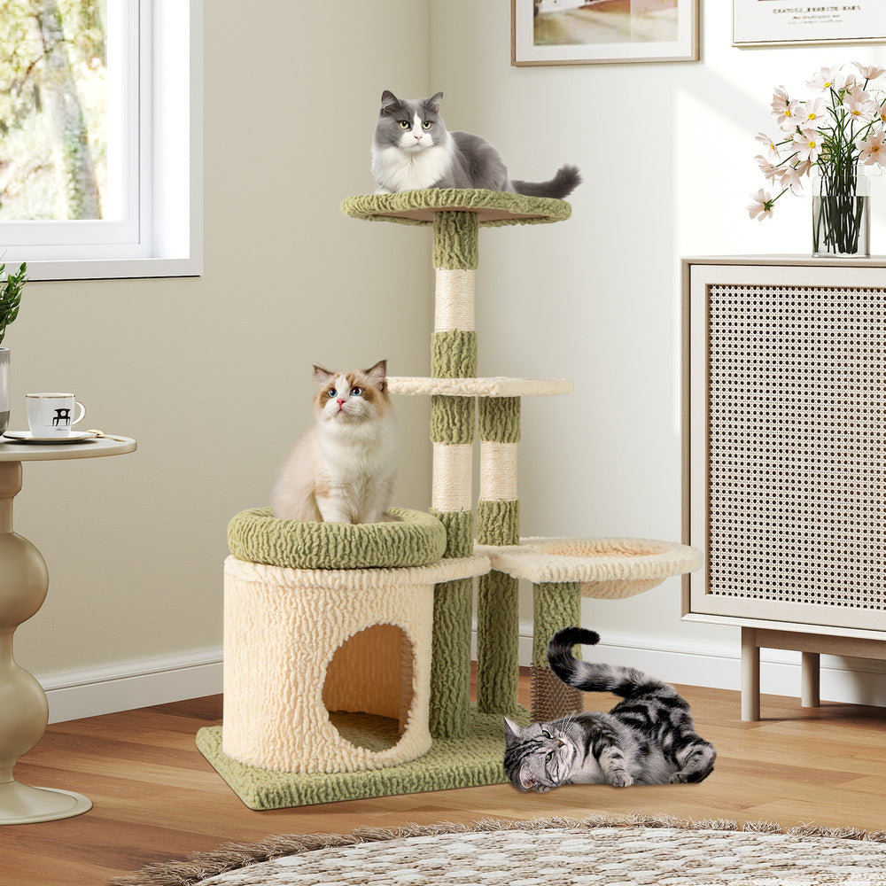 38 Inch Tall Multi-Level Aesthetic Kitten Tower with Condo and Bed Cat Tree - view 3