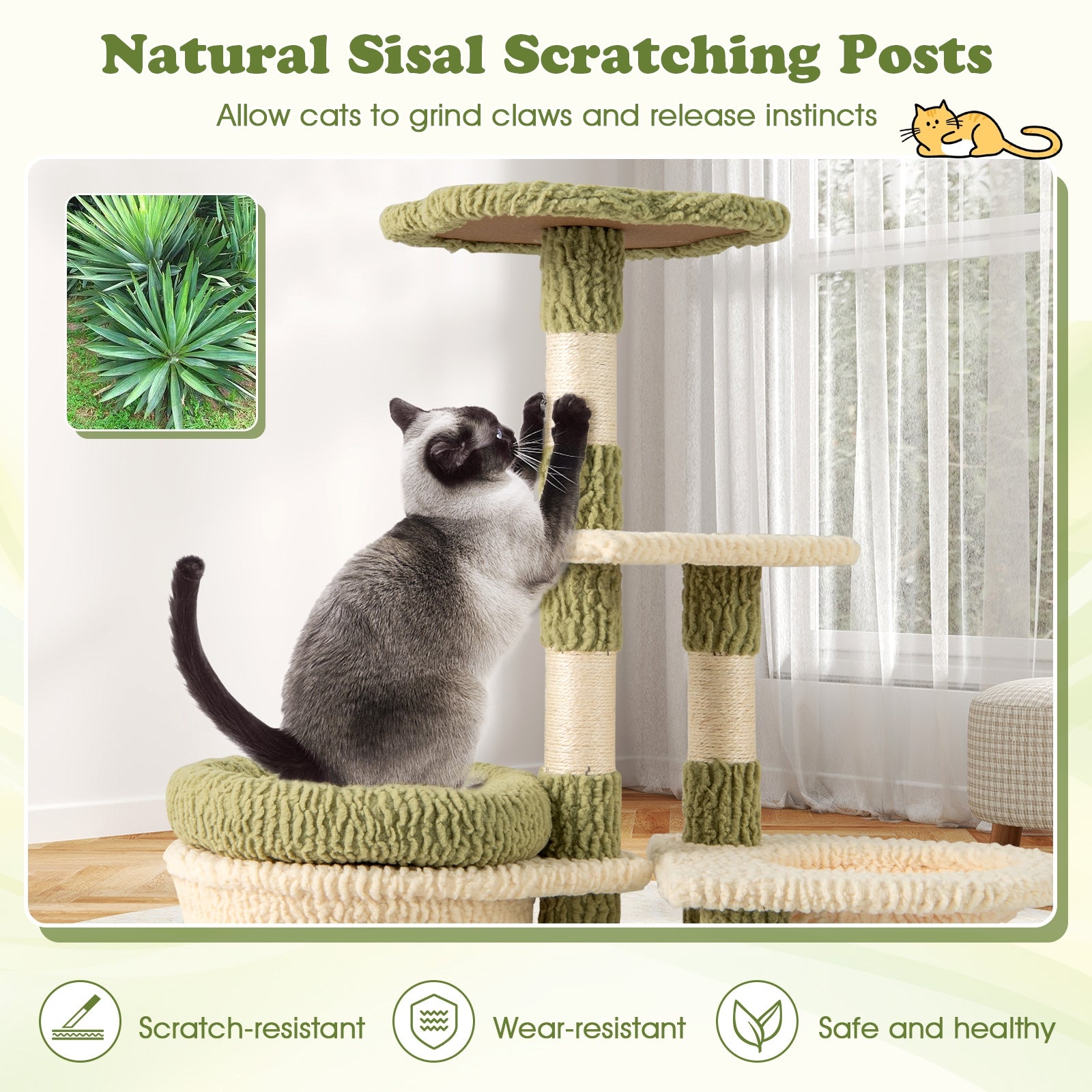 38 Inch Tall Multi-Level Aesthetic Kitten Tower with Condo and Bed Cat Tree - view 8