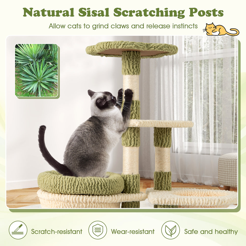 38 Inch Tall Multi-Level Aesthetic Kitten Tower with Condo and Bed Cat Tree - view 8