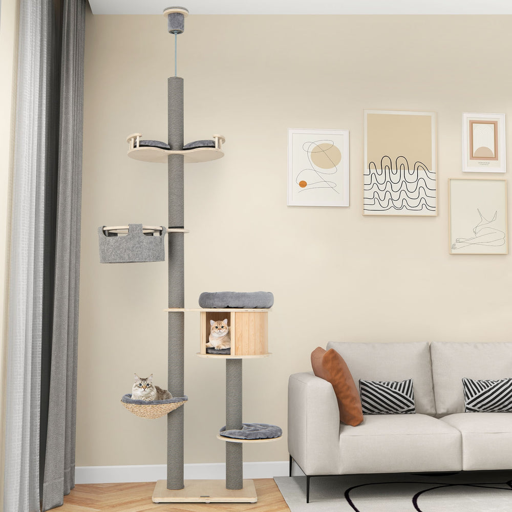 6-tier Floor-to-Ceiling Cat Tree 100-110 Inches Adjustable Height - view 2