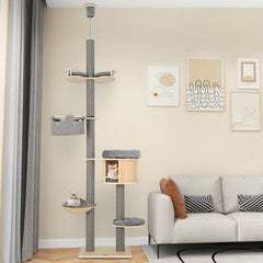 6-tier Floor-to-Ceiling Cat Tree 100-110 Inches Adjustable Height - view 2