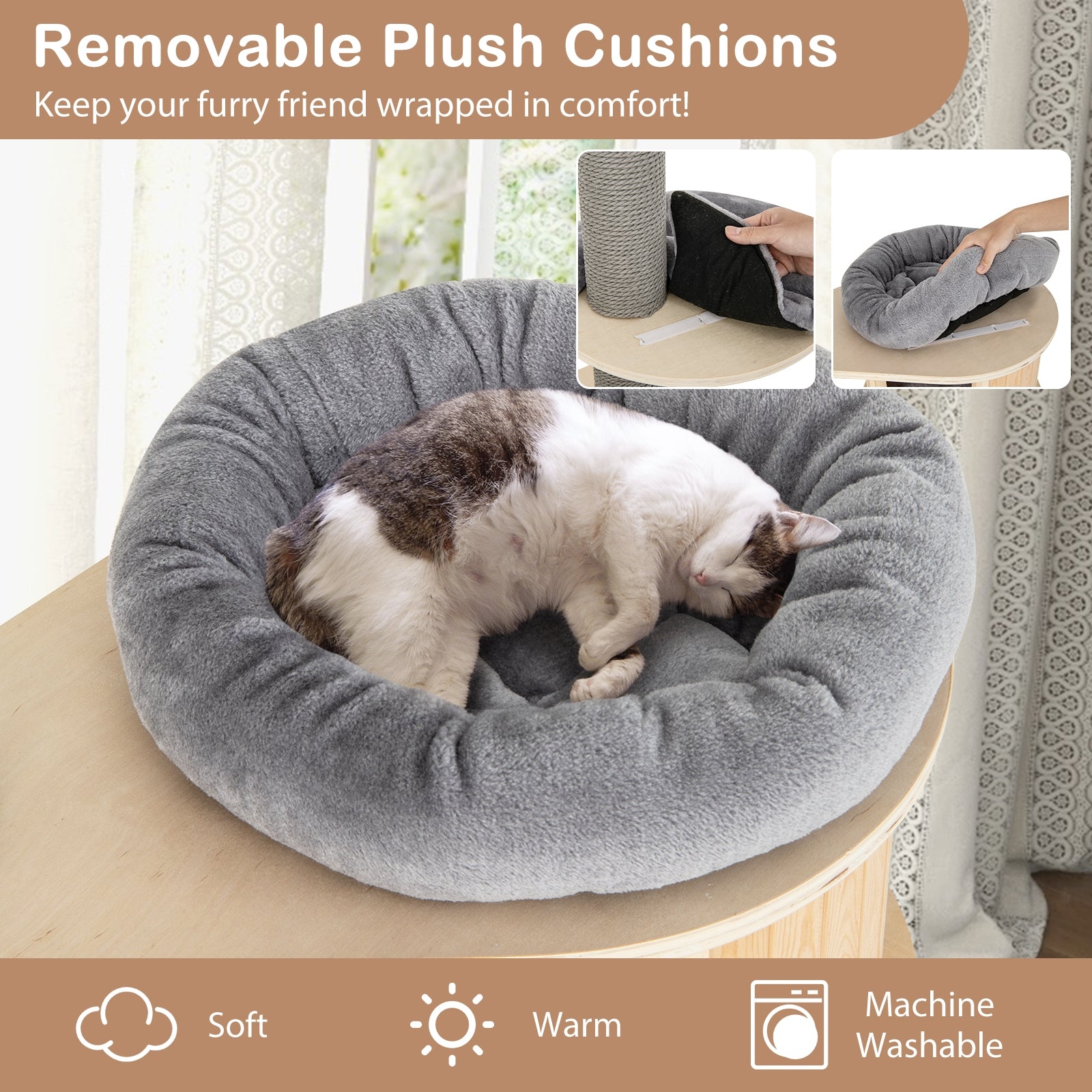6-tier Floor-to-Ceiling Cat Tree 100-110 Inches Adjustable Height - view 8