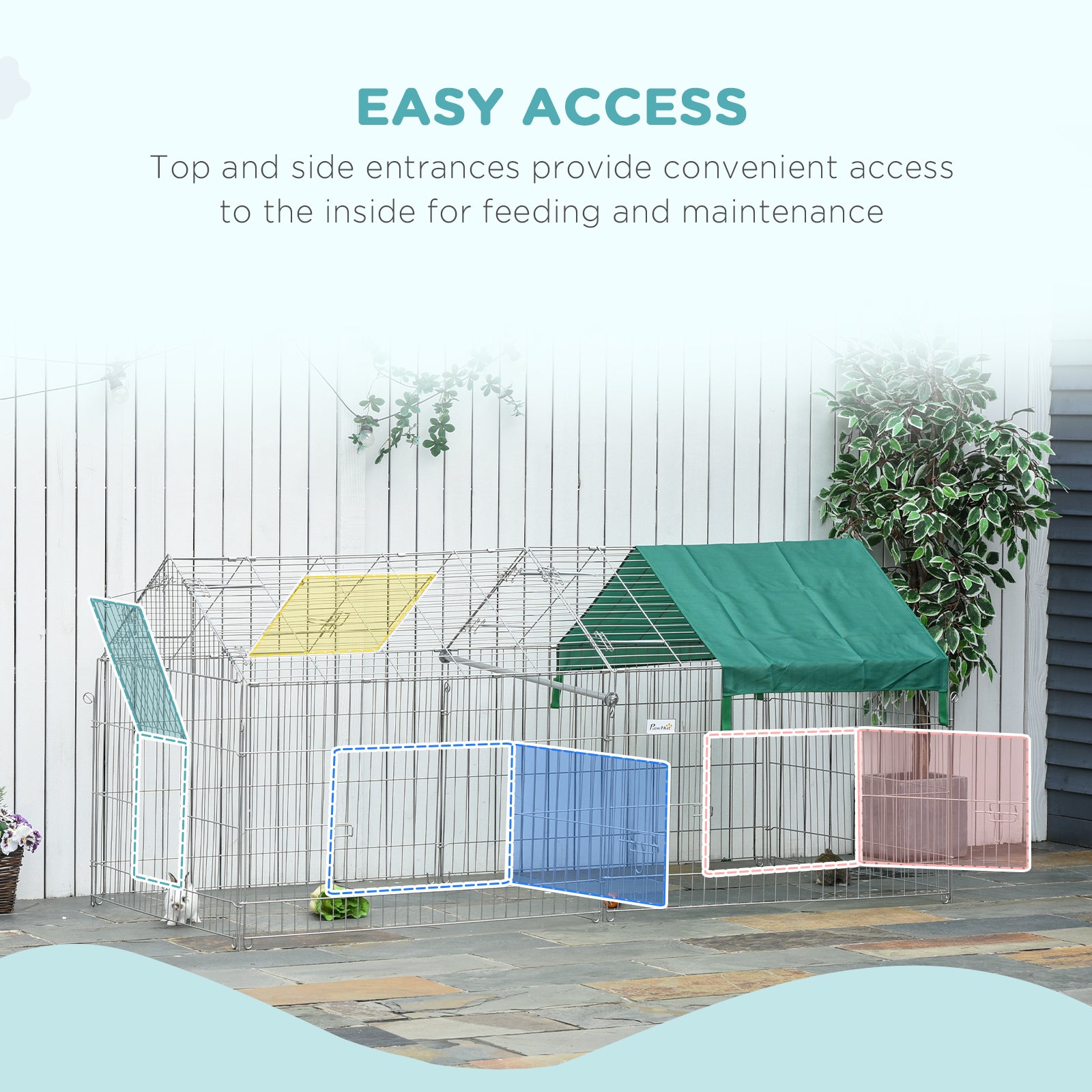 Pet Playpen with Roof, Metal Guinea Pig Cage, Rabbit Pen, Chicken Coop Run - view 4