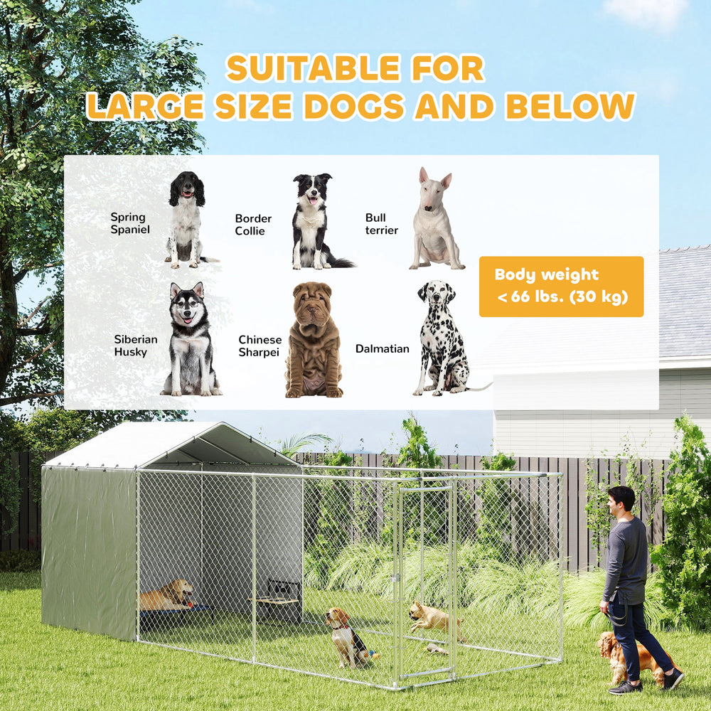 Galvanized Steel Dog Kennel Outdoor with Waterproof & UV-Resistant Cover - view 6