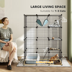 4-Tier DIY Large Cat Cage with Hammock, Platforms, Ramps, Accessories for 1-3 - view 3