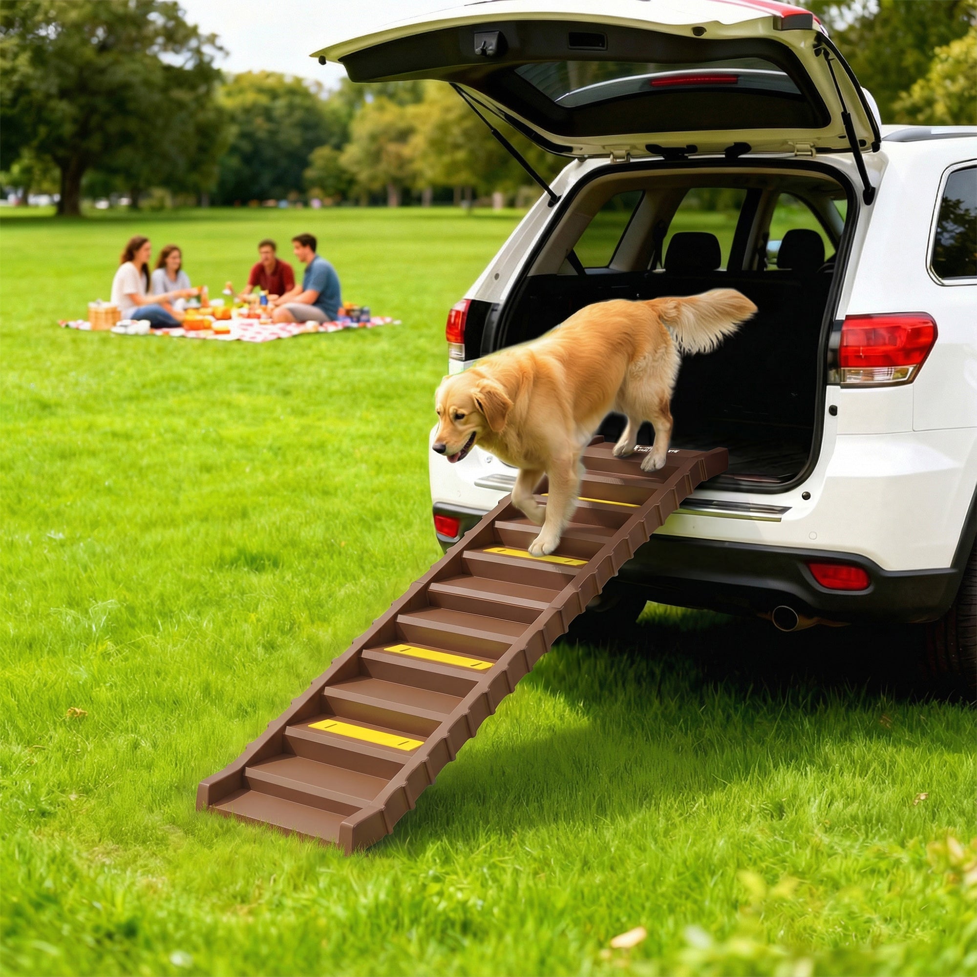 Foldable Dog Car Ramp, Dog Ramp with Anti-Slip Steps, Pet Stairs for Senior - view 7